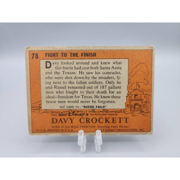 Davy Crockett Fight To The Finish Card 1956 Disney #78 Trading Card - Picture 2 of 6